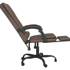 vidaXL Silla de oficina reclinable masaje cuero sintético marrón Marr&oacute;n Sale