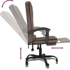 vidaXL Silla de oficina reclinable masaje cuero sintético marrón Marr&oacute;n Sale