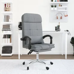 vidaXL Mobiliario De Oficina-Silla de oficina reclinable con masaje de tela