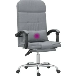 vidaXL Mobiliario De Oficina-Silla de oficina reclinable con masaje de tela