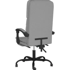 vidaXL Silla de oficina reclinable con masaje de tela Gris claro Discount