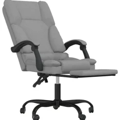 vidaXL Silla de oficina reclinable con masaje de tela Gris claro Discount