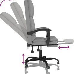 vidaXL Silla de oficina reclinable con masaje de tela Gris claro Discount