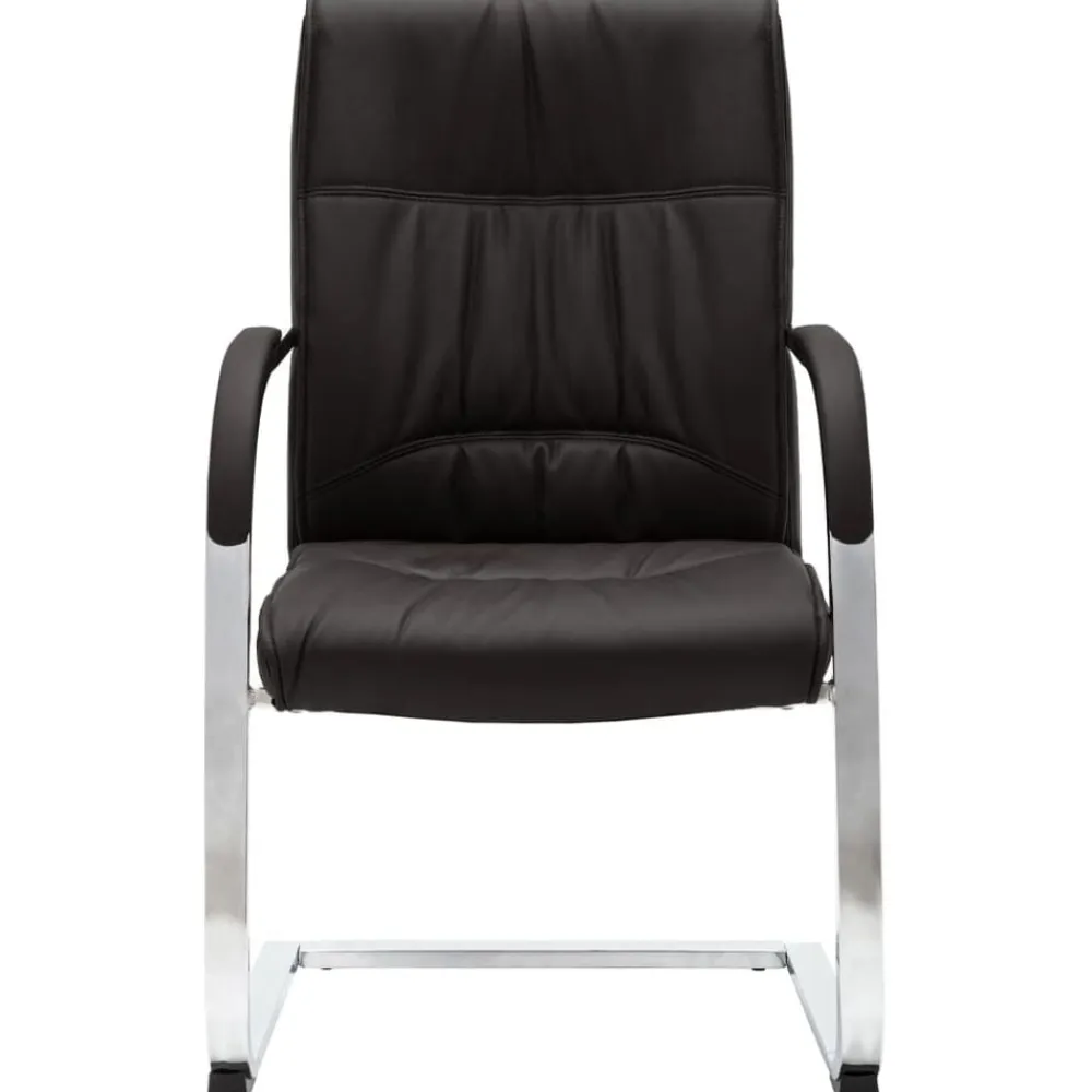 vidaXL Silla de oficina voladiza de cuero sintético negra Negro Sale