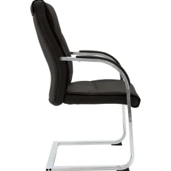 vidaXL Silla de oficina voladiza de cuero sintético negra Negro Sale