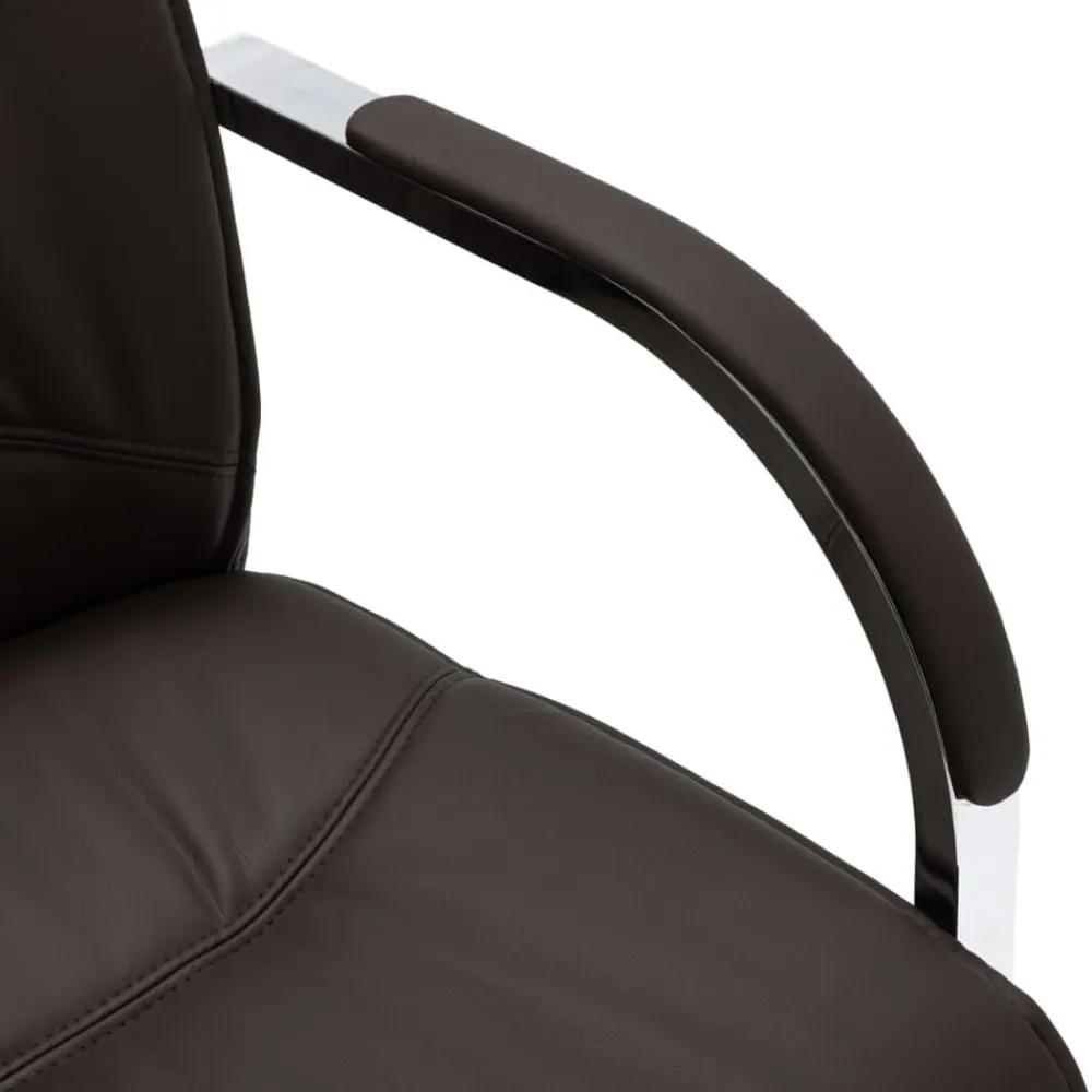 vidaXL Silla de oficina voladiza de cuero sintético negra Negro Sale