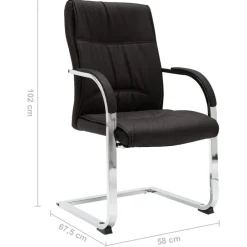 vidaXL Silla de oficina voladiza de cuero sintético negra Negro Sale