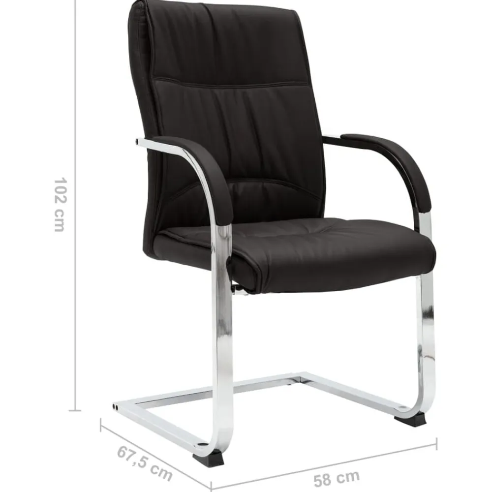 vidaXL Silla de oficina voladiza de cuero sintético negra Negro Sale
