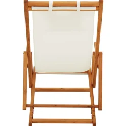 vidaXL Silla de playa plegable madera maciza de eucalipto y tela Crema New