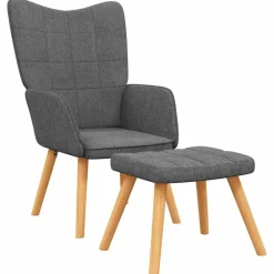 vidaXL Silla de relajación con reposapiés de tela Gris oscuro Best