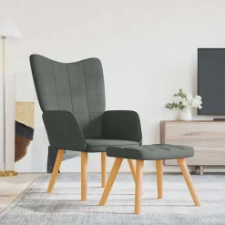 vidaXL Silla de relajación con reposapiés de tela Gris oscuro Best