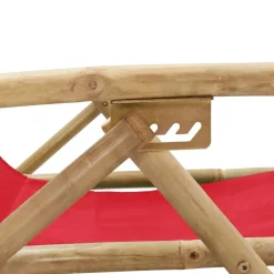 vidaXL Muebles De Jardín-Silla de relax reclinable de bambú y tela roja