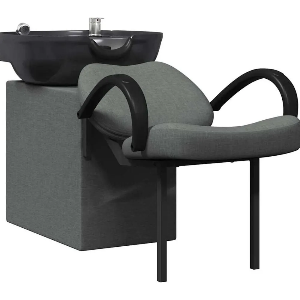 vidaXL Silla de Shampoo 136 x 60 x 92 cm tela Gris oscuro y negro
