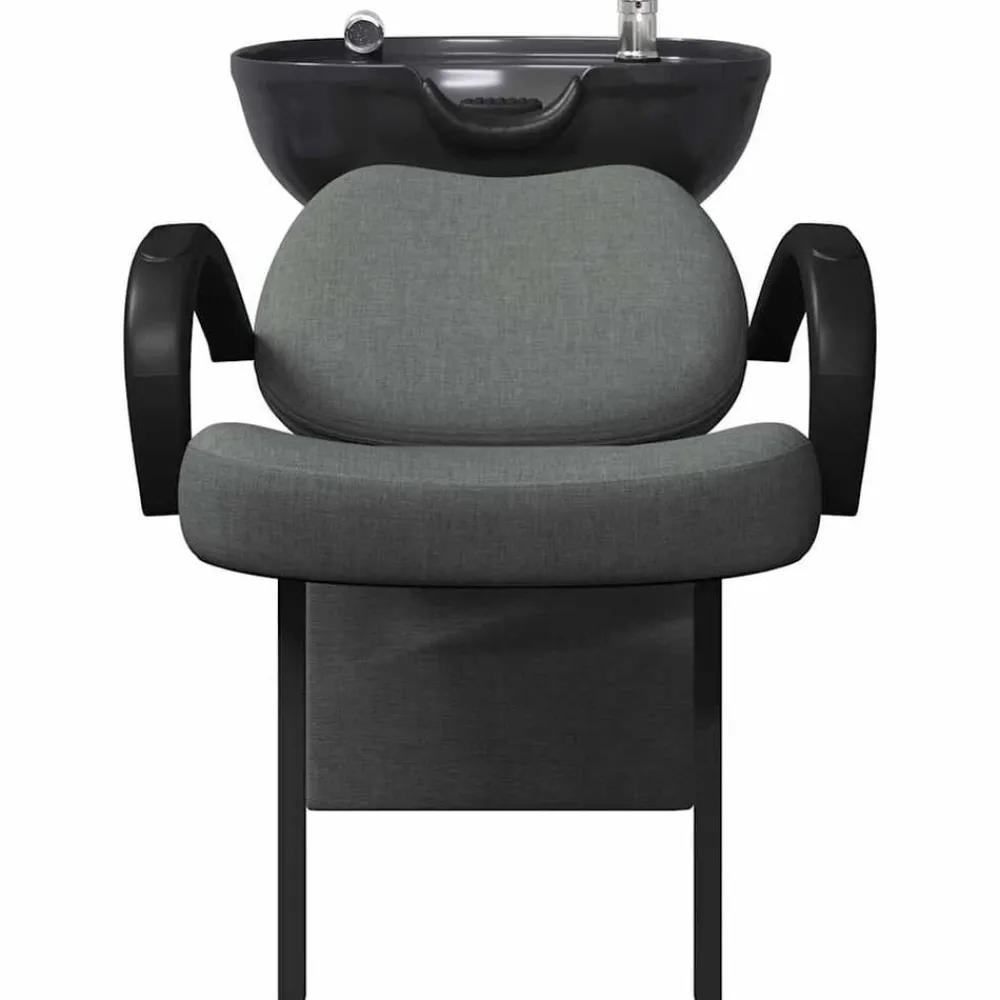 vidaXL Silla de Shampoo 136 x 60 x 92 cm tela Gris oscuro y negro