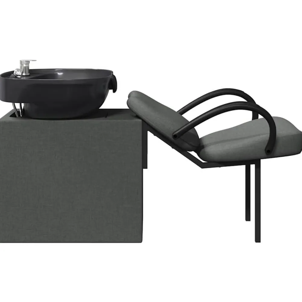 vidaXL Silla de Shampoo 136 x 60 x 92 cm tela Gris oscuro y negro