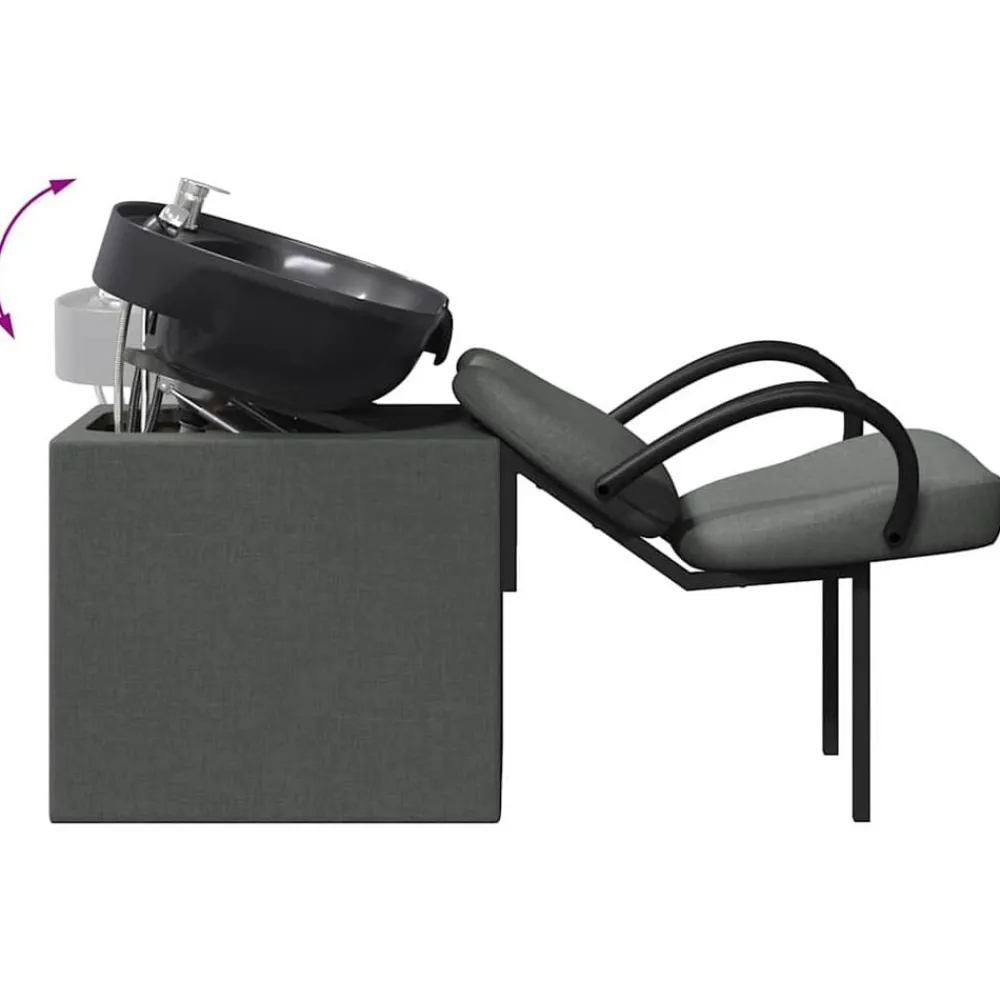 vidaXL Silla de Shampoo 136 x 60 x 92 cm tela Gris oscuro y negro