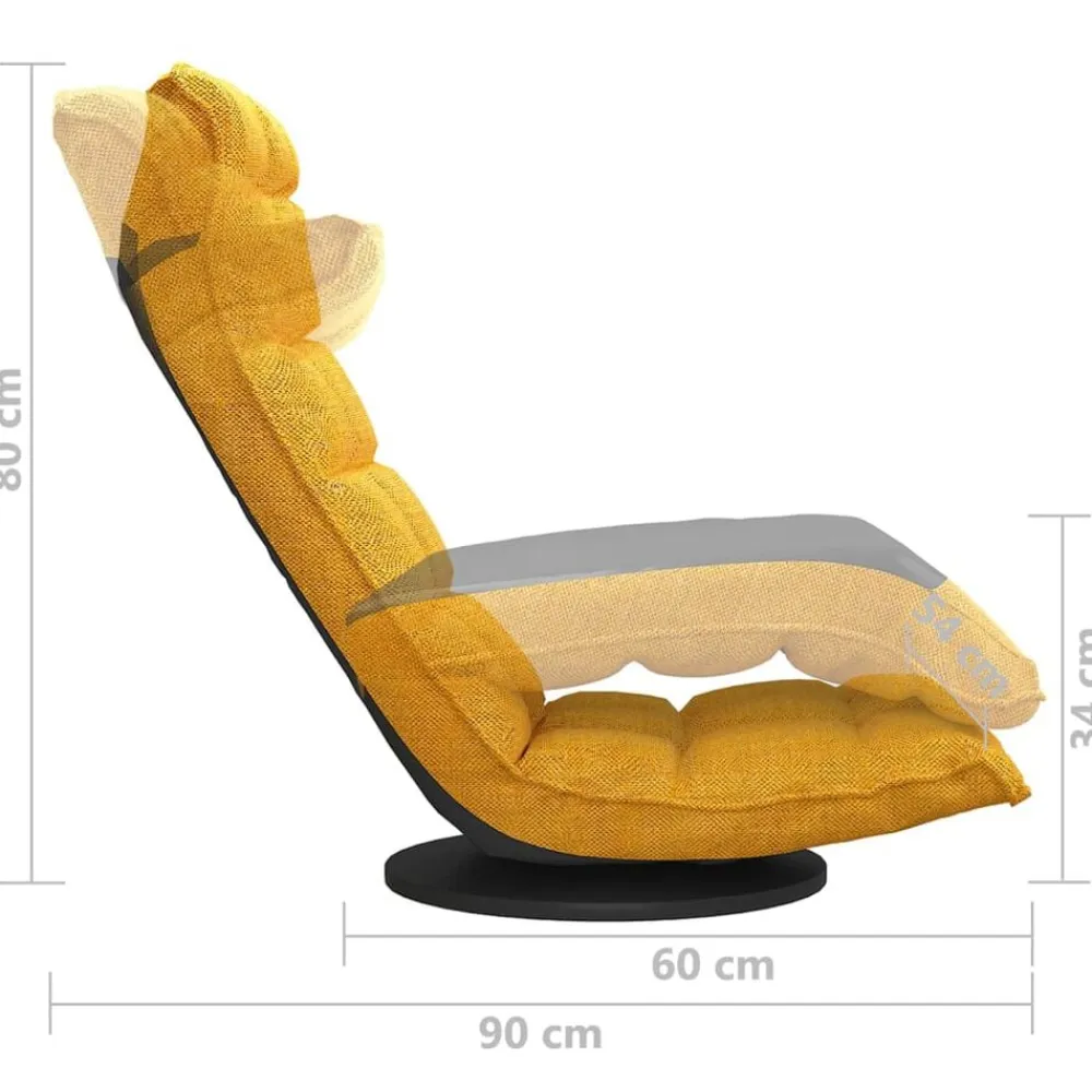 vidaXL Silla de suelo giratoria de tela Amarillo mostaza Sale