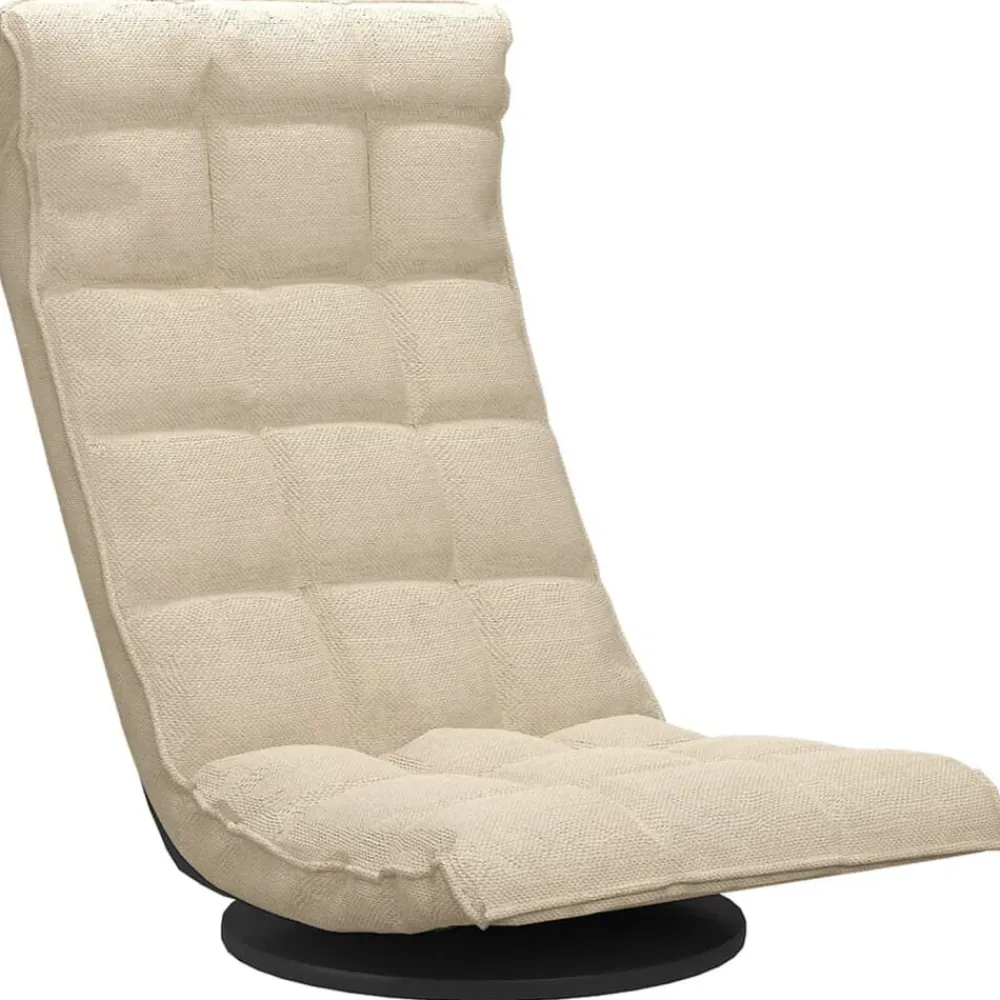 vidaXL Silla de suelo giratoria de tela Crema Outlet