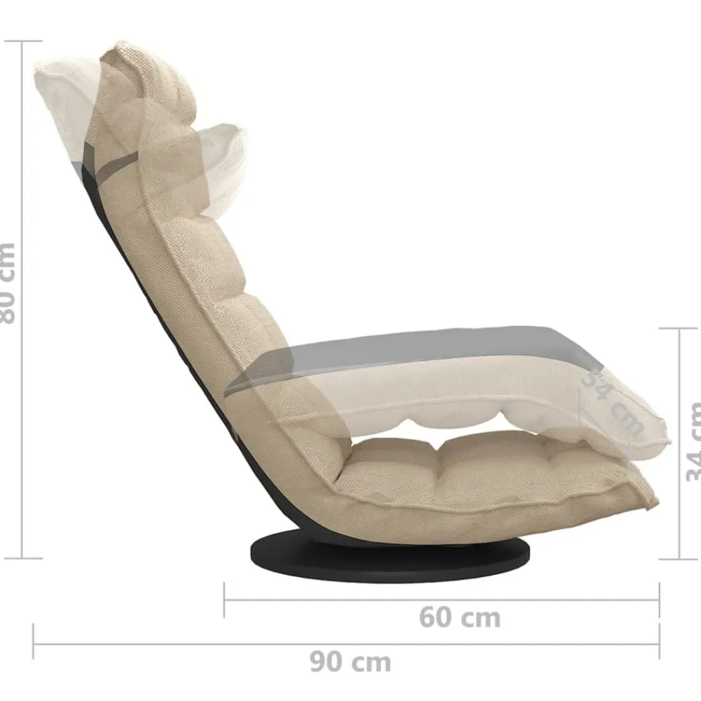 vidaXL Silla de suelo giratoria de tela Crema Outlet