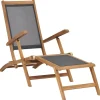 vidaXL Silla de terraza con reposapiés de madera maciza de teca negra Online