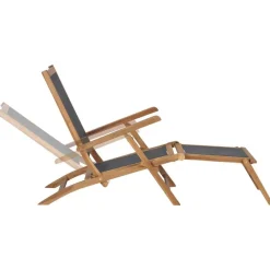 vidaXL Silla de terraza con reposapiés de madera maciza de teca negra Online