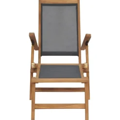 vidaXL Silla de terraza con reposapiés de madera maciza de teca negra Online