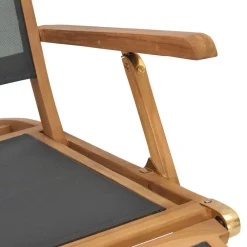vidaXL Silla de terraza con reposapiés de madera maciza de teca negra Online