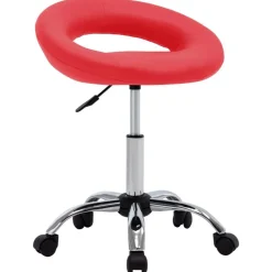 vidaXL Silla de trabajo con ruedas cuero sintético Rojo