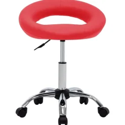 vidaXL Silla de trabajo con ruedas cuero sintético Rojo