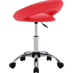 vidaXL Silla de trabajo con ruedas cuero sintético Rojo