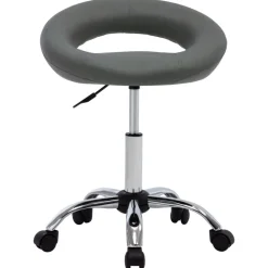 vidaXL Silla de trabajo con ruedas cuero sintético Gris Discount