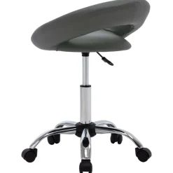 vidaXL Silla de trabajo con ruedas cuero sintético Gris Discount