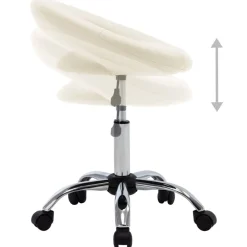 vidaXL Silla de trabajo con ruedas cuero sintético Crema Sale
