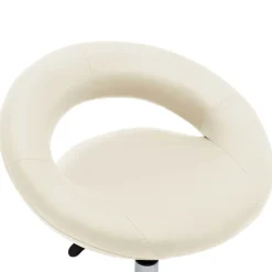 vidaXL Silla de trabajo con ruedas cuero sintético Crema Sale