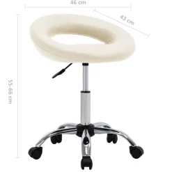vidaXL Silla de trabajo con ruedas cuero sintético Crema Sale