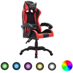 vidaXL Mobiliario De Oficina-Silla gaming con luces LED RGB cuero sintético