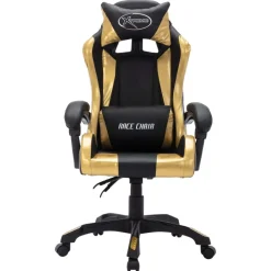 vidaXL Silla gaming con luces LED RGB cuero sintético Dorado y negro Clearance