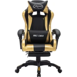 vidaXL Silla gaming con luces LED RGB cuero sintético Dorado y negro Clearance