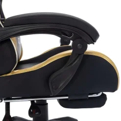vidaXL Silla gaming con luces LED RGB cuero sintético Dorado y negro Clearance