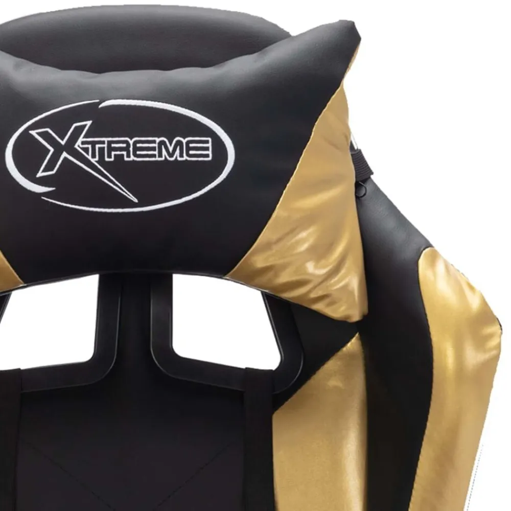 vidaXL Silla gaming con luces LED RGB cuero sintético Dorado y negro Clearance