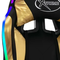 vidaXL Silla gaming con luces LED RGB cuero sintético Dorado y negro Clearance