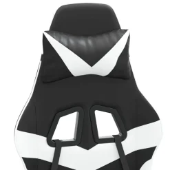vidaXL Silla gaming con reposapiés cuero sintético negro blanco Negro y blanco New