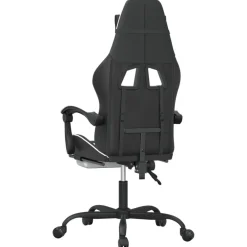 vidaXL Silla gaming con reposapiés cuero sintético negro blanco Negro y blanco New