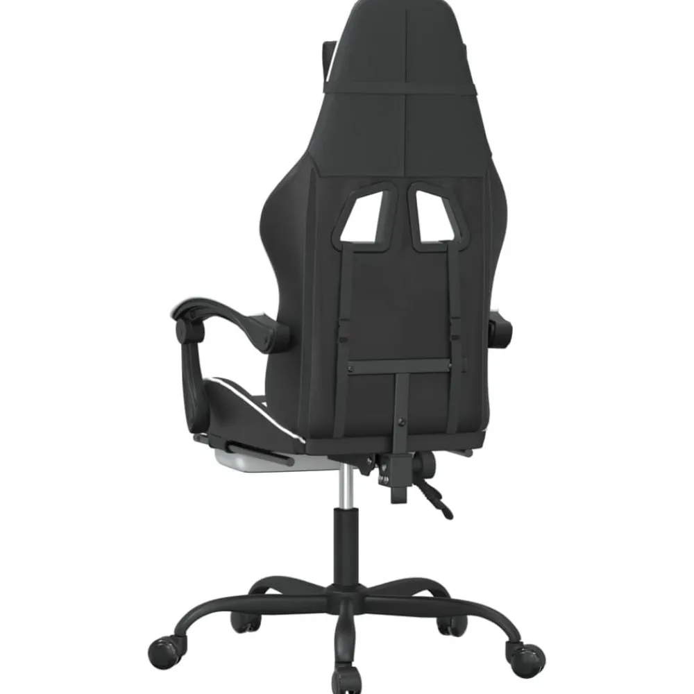 vidaXL Silla gaming con reposapiés cuero sintético negro blanco Negro y blanco New