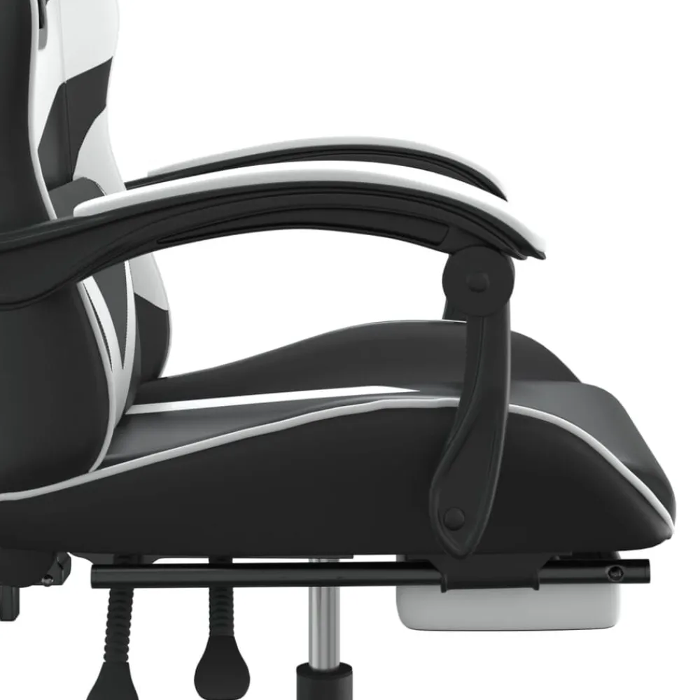 vidaXL Silla gaming con reposapiés cuero sintético negro blanco Negro y blanco New