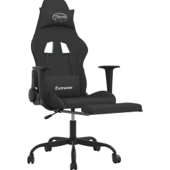 vidaXL Sillas-Silla gaming con reposapiés tela