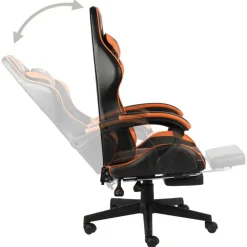 vidaXL Mobiliario De Oficina-Silla gaming con reposapiés cuero sintético negro y