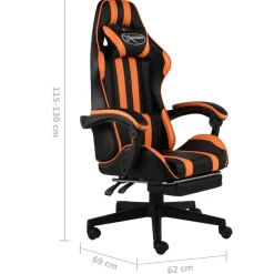 vidaXL Mobiliario De Oficina-Silla gaming con reposapiés cuero sintético negro y