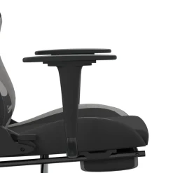 vidaXL Sillas-Silla gaming con reposapiés tela gris claro y negro