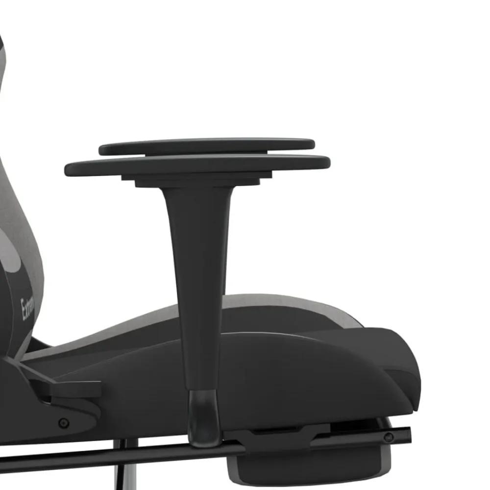 vidaXL Sillas-Silla gaming con reposapiés tela gris claro y negro